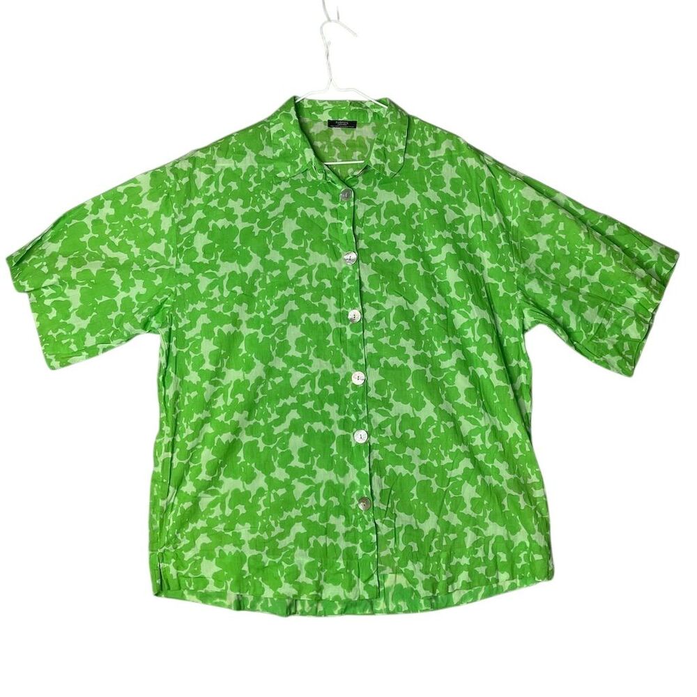 Parfois Collection Women's Kelly Green Floral Fine Handkerchief Cotton Sz M